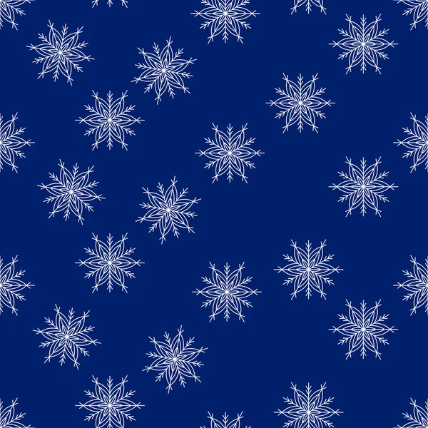 푸른 배경에 하얀 눈송이가 달린 겨울 바다없는 무늬. 벡터 삽화, 직물 벽지, 포스터, 선물 포장지등 이 있습니다. 크리스마스 벡터 삽화. — 스톡 벡터