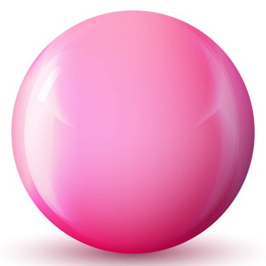 Cam pembe top ya da değerli inci. Parlak gerçekçi top, beyaz arkaplanda işaretlenmiş üç boyutlu soyut vektör çizimi. Gölgeli büyük metal baloncuk.