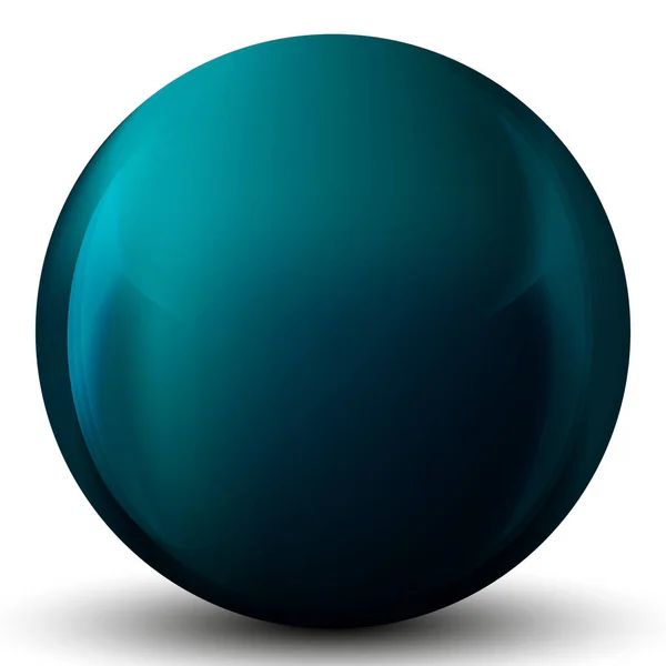 Boule bleue en verre ou perle précieuse. Boule réaliste brillante, illustration vectorielle abstraite 3D surlignée sur fond blanc. Grande bulle métallique avec ombre — Image vectorielle