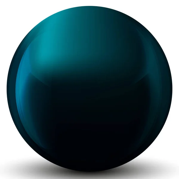 Boule bleue en verre ou perle précieuse. Boule réaliste brillante, illustration vectorielle abstraite 3D surlignée sur fond blanc. Grande bulle métallique avec ombre. — Image vectorielle