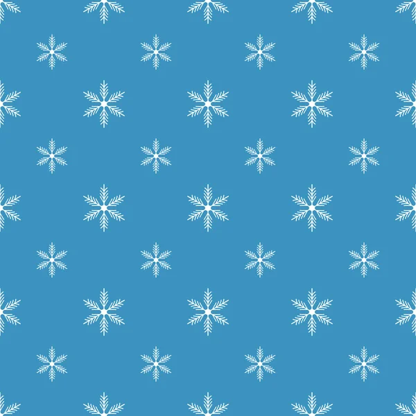 Patrón sin costuras de invierno con copos de nieve blancos sobre fondo azul. Ilustración vectorial para tela, papel tapiz textil, carteles, papel de regalo. Ilustración vector de Navidad. — Vector de stock