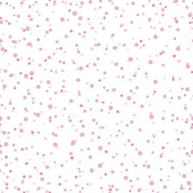 Soyut el boğma polka noktaları arka plan. Pembe daireli, beyaz, pürüzsüz desen. Davetiye, poster, kart, el ilanı, afiş, tekstil, kumaş için şablon tasarımı.