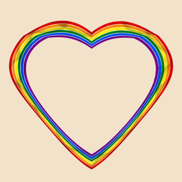 Bandera icono LGBT, marco redondo. Diseño de plantilla, ilustración vectorial. El amor gana. Símbolo del corazón LGBT en colores arcoíris. Colección de orgullo gay. — Vector de stock