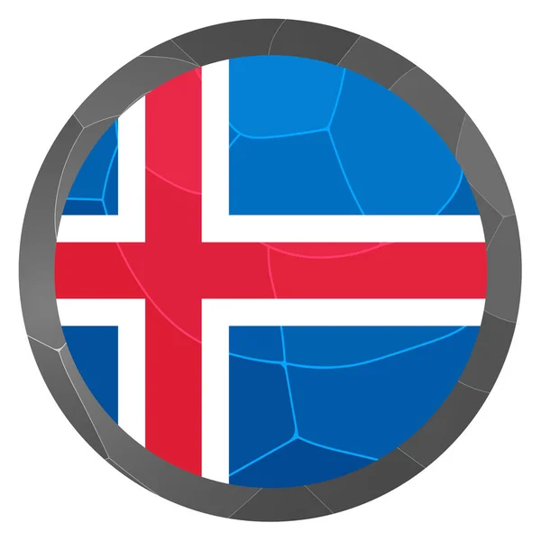 アイスランドの国旗がついたガラスのライトボール。丸い球、テンプレートアイコン。アイスランドのシンボル。光沢のある現実的なボール、白い背景に強調された3D抽象的なベクトルイラスト。大きなバブル. — ストックベクタ