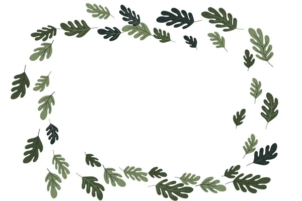 Blumengestell mit bunten exotischen Zweigen auf weißem Hintergrund. Ornate Borte mit tropischen Blättern. Vektorstockillustration für Tapeten, Poster, Karten. Doodle-Stil. Kopierraum. — Stockvektor
