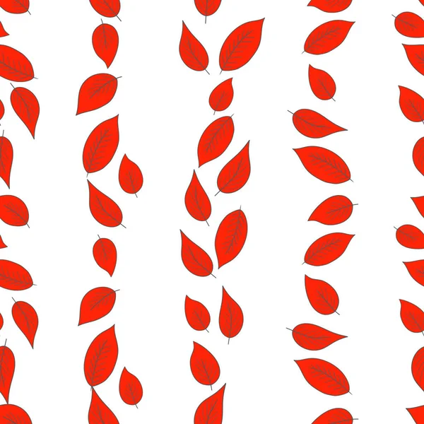 Patrón floral sin costuras con hojas rojas exóticas sobre fondo blanco. Ramas tropicales. Ilustración de stock de vector de moda para papel pintado, carteles, tarjeta, tela, textil. — Archivo Imágenes Vectoriales