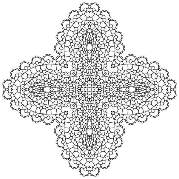 Mandala. Patrón de ornamento redondo. Elementos decorativos vintage en blanco y negro. Fondo dibujado a mano. Islam, árabe, indio, motivos otomanos. Aislado sobre fondo blanco. — Vector de stock