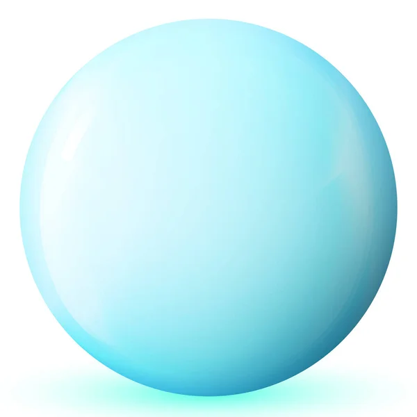 Glass blue ball or precious pearl. Glossy realistic ball, 3D abstract vector illustration highlighted on a white background. Big metal bubble with shadow. — Stock Vector