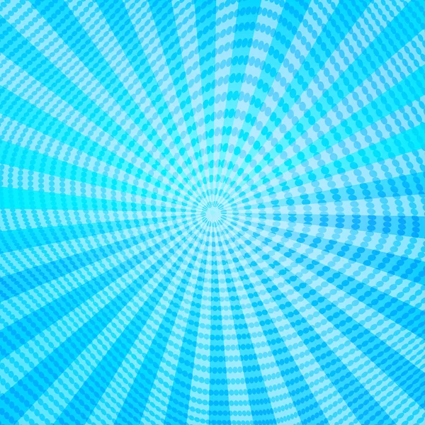 Pop arte quadrinhos coloridos capa da revista livro. Fundo azul listrado. Desenhos animados engraçado retro padrão tira mock up. Ilustração de meio-tom vetorial. Estilo 90-s. Sunburst, forma de starburst. — Vetor de Stock