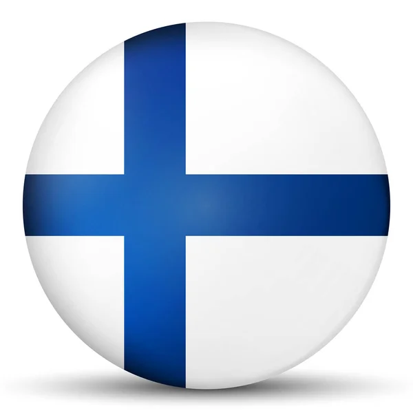 Bola ligera de vidrio con bandera de Finlandia. Esfera redonda, icono de plantilla. Símbolo nacional finlandés. Bola realista brillante, ilustración vectorial abstracta 3D resaltada sobre un fondo blanco. Burbuja grande. — Vector de stock