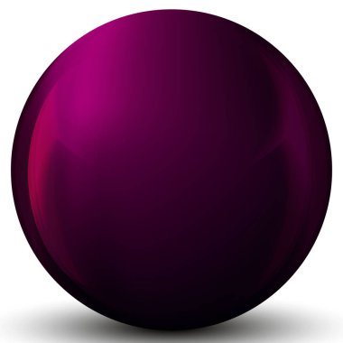 Cam mor top ya da değerli inci. Parlak gerçekçi top, beyaz arkaplanda işaretlenmiş üç boyutlu soyut vektör çizimi. Gölgeli büyük metal baloncuk.