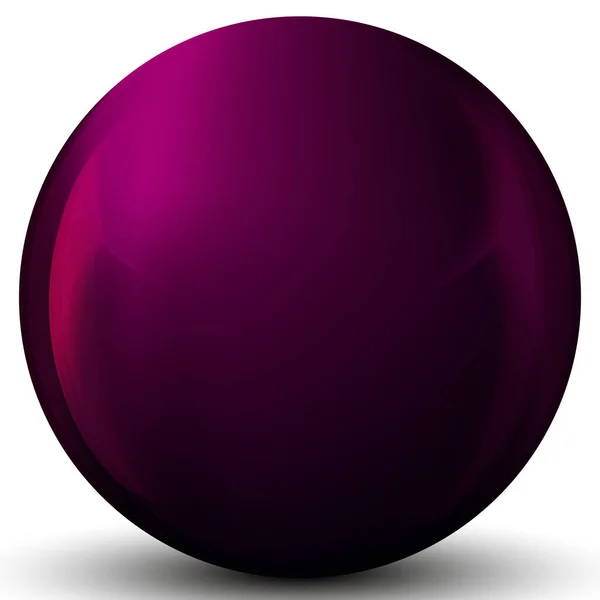 Bola de vidrio púrpura o perla preciosa. Bola realista brillante, ilustración vectorial abstracta 3D resaltada sobre un fondo blanco. Burbuja de metal grande con sombra. — Vector de stock