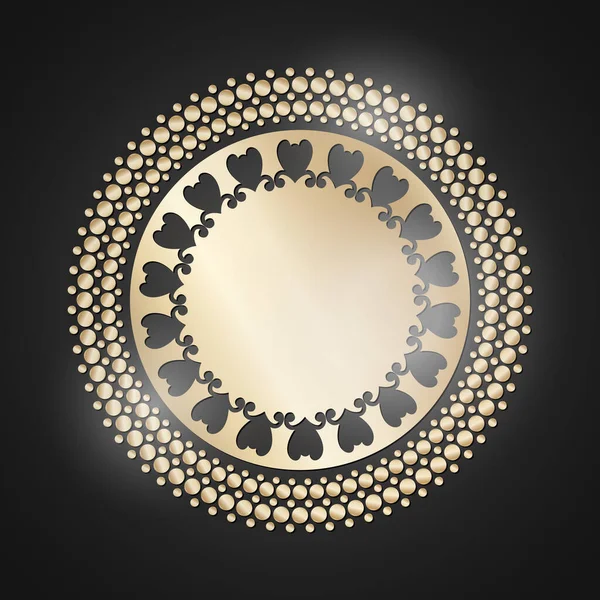 Arany keret csipke dísz körben fekete háttér. Art deco. Luxus arany kerek mandala, kézi rajz design. Etnikai motívum. Absztrakt vektor illusztráció. A meghívó sablonterve. — Stock Vector