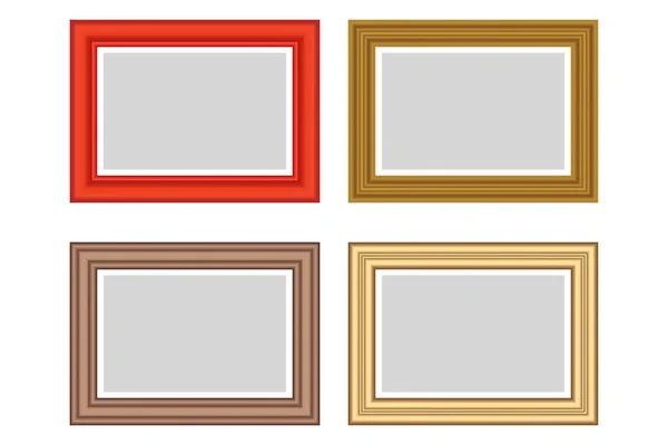 Big set of squared golden vintage wooden frame for your design. Vintage cover. Place for text. Vintage antique gold beautiful rectangular frames. Template vector illustration. — Stock Vector