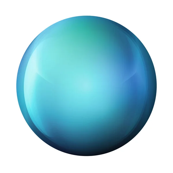 Boule bleue en verre ou perle précieuse. Boule réaliste brillante, illustration vectorielle abstraite 3D surlignée sur fond blanc. Grande bulle métallique avec ombre. — Image vectorielle