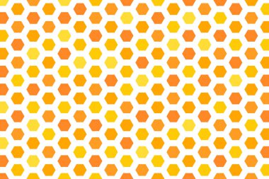 Bal peteği şekilli altın arkaplan. Vektör çizimi. Parıltı efektli desen. Davetiye, poster, kart, pankart, duyurular ve diğerleri için şablon dokusu. Doodle tarzı.