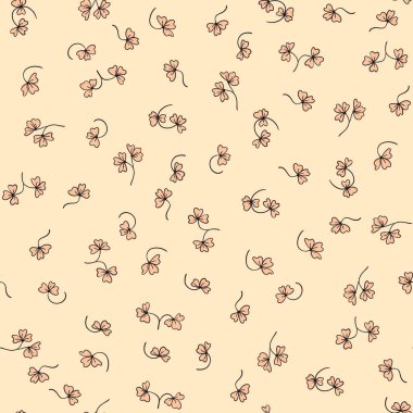 Süslü, modaya uygun çiçek deseni. Işıklı arka planda renkli çiçekler. Doğa elementleriyle basit minimalist desen. Kumaş, tekstil, poster, davetiye için vektör illüstrasyonu.