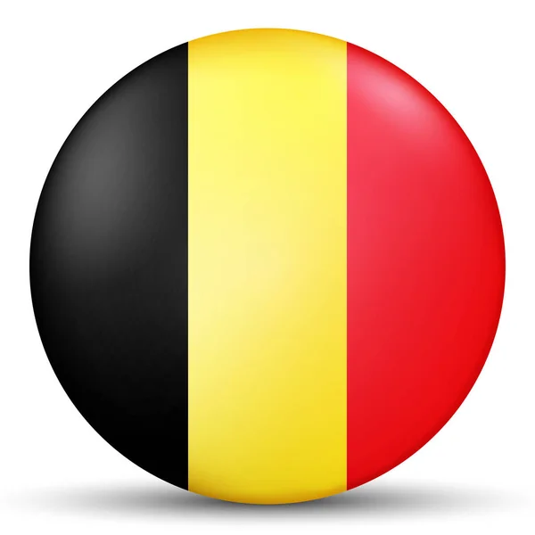 Glazen lichtbal met vlag van België. Ronde bol, sjabloon icoon. Belgisch nationaal symbool. Glanzende realistische bal, 3D abstracte vector illustratie gemarkeerd op een witte achtergrond. Grote bubbel. — Stockvector