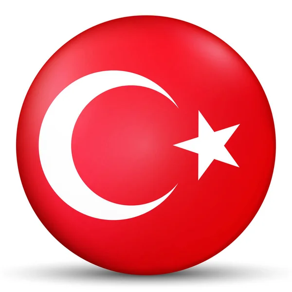 Glaskugel mit Flagge der Türkei. Runde Kugel, Vorlage-Symbol. Türkisches Nationalsymbol. Hochglanz realistische Kugel, abstrakte 3D-Vektorillustration auf weißem Hintergrund. Große Blase. — Stockvektor