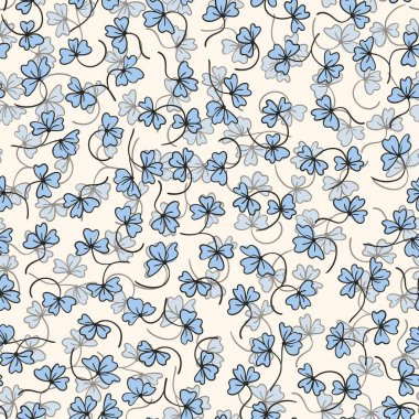 Süslü, modaya uygun çiçek deseni. Işıklı arka planda renkli çiçekler. Doğa elementleriyle basit minimalist desen. Kumaş, tekstil, poster, davetiye için vektör illüstrasyonu.