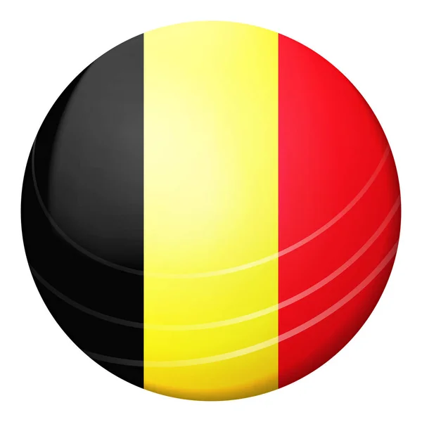 Glazen lichtbal met vlag van België. Ronde bol, sjabloon icoon. Belgisch nationaal symbool. Glanzende realistische bal, 3D abstracte vector illustratie gemarkeerd op een witte achtergrond. Grote bubbel. — Stockvector