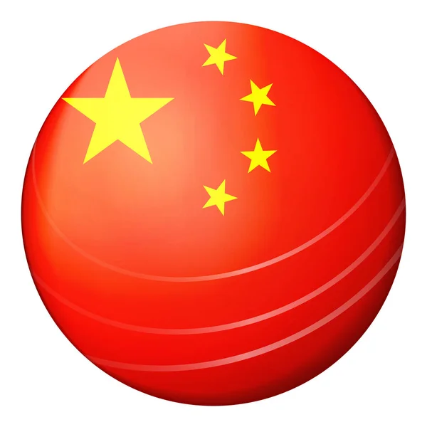 Glazen lichtbal met vlag van China. Ronde bol, sjabloon icoon. Chinees nationaal symbool. Glanzende realistische bal, 3D abstracte vector illustratie gemarkeerd op een witte achtergrond. Grote bubbel. — Stockvector