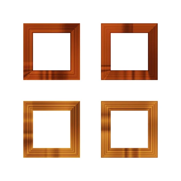 Set of squared golden vintage wooden frame for your design. Vintage cover. Place for text. Vintage antique gold beautiful rectangular frames. Template vector illustration. — Stock Vector