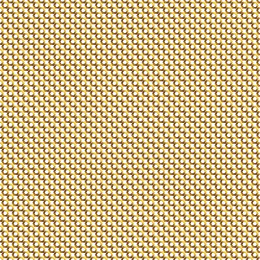 Bal peteği şekilli altın arkaplan. Parıltı efektli kusursuz desen. Davetiye, poster, kart, pankart, duyurular ve diğerleri için şablon dokusu. Vektör illüstrasyonu.