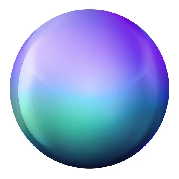 Bola colorida de vidrio o perla preciosa. Bola realista brillante, ilustración vectorial abstracta 3D resaltada sobre un fondo blanco. Burbuja de metal grande con sombra. — Vector de stock