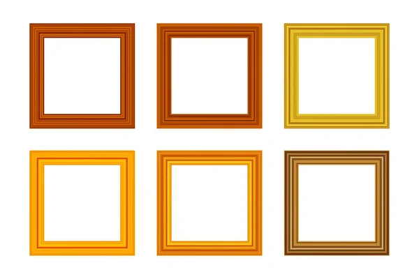 Большой набор квадратной золотой винтажной деревянной рамы для вашего дизайна. Винтажное прикрытие. Место для смс. Винтажное античное золото красивые прямоугольные рамки. Векторная иллюстрация. — стоковый вектор