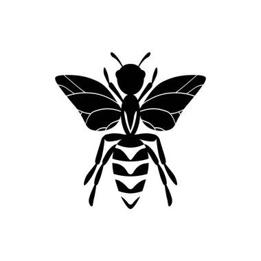 Çizgi film sevimli arı maskotu. Arı uçar. Küçük eşekarısı. Siyah logo unsuru ana hatları. Vektör böcek simgesi. Davetiyeler, kartlar, duvar kağıtları, anaokulu için şablon tasarımı. Doodle tarzı.