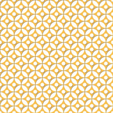 Beyaz arkaplanda renkli elementlerle Arapça arabesk kusursuz desen. Ramazan Kareem için tebrik kartı tasarlamak, mozaiğin İslami renkli ayrıntıları. Vektör geometrik illüstrasyon.