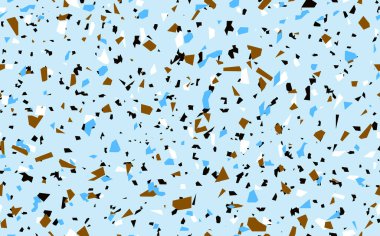 Geometrik mavi terrazzo pürüzsüz desen. Soyut renkli modern arka plan. İnternet ve baskı için taş tasarımı. Venedik fayansları, döşeme dekorları. Kaotik pastel doku.