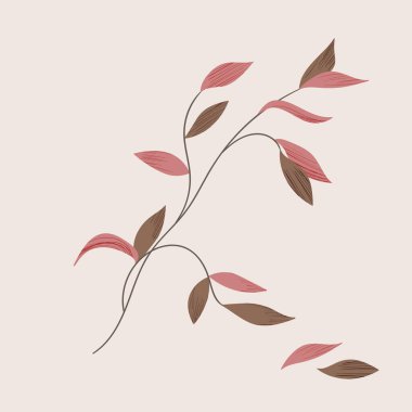 El çizimi renk yaprağı. Sevimli yalıtılmış element. Modern çiçek kompozisyonları. Tropik kahverengi dallar. Vektör hisse senedi çizimi. Kırtasiye için klip sanatı, web tasarımı, duvar kağıdı, kart.