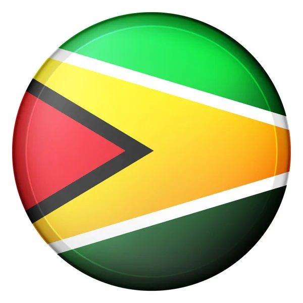 Guyana bayrağıyla cam top. Yuvarlak küre, şablon simgesi. Ulusal sembol. Parlak gerçekçi top, beyaz arkaplanda işaretlenmiş üç boyutlu soyut vektör çizimi. Büyük kabarcık.