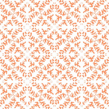 Çiçekli el çizimi elementli soyut beyaz ve turuncu arka plan. Duvar kağıdı, web sayfası, dokular, kumaş ve tekstil için geometrik dikişsiz desen. Dekoratif vektör illüstrasyonu.
