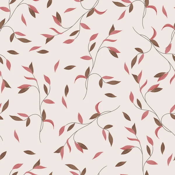 El çizimi yaprakları olan dikişsiz bir çiçek. Güzel bir sonbahar geçmişi var. Tropik kahverengi dallar. Modern çiçek kompozisyonları. Duvar kağıdı, poster, kart, kumaş ve tekstil için moda vektör stoku çizimi