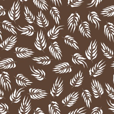 El çizimi yaprakları olan dikişsiz bir çiçek. Hoş bir bahar geçmişi var. Tropik mor dallar. Modern çiçek kompozisyonları. Poster, kart, kumaş ve tekstil için moda vektör stoku çizimi