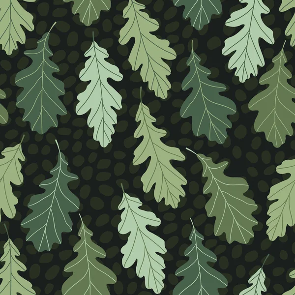 Florales nahtloses Muster mit bunten exotischen Blättern auf dunklem Hintergrund. Tropengrüne Zweige. Modevektorabbildung für Tapeten, Poster, Karten, Stoffe, Textilien. — Stockvektor