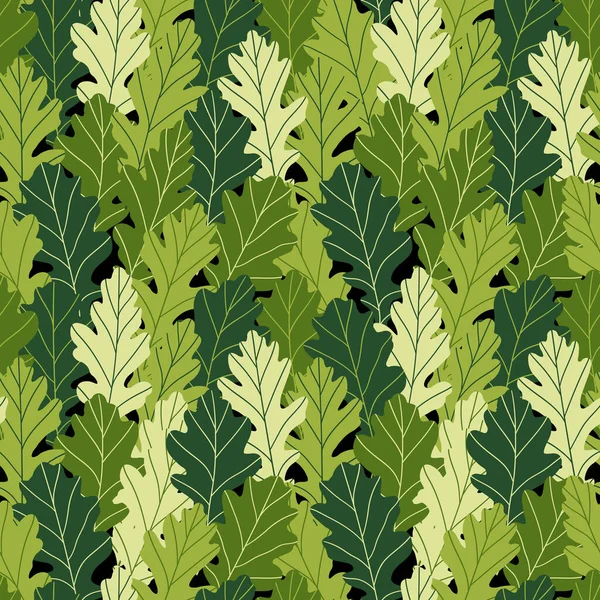 Motif floral sans couture avec des feuilles exotiques colorées sur fond noir. branches de chêne vert tropical. Illustration vectorielle de mode pour papier peint, affiches, carte, tissu, textile. — Image vectorielle