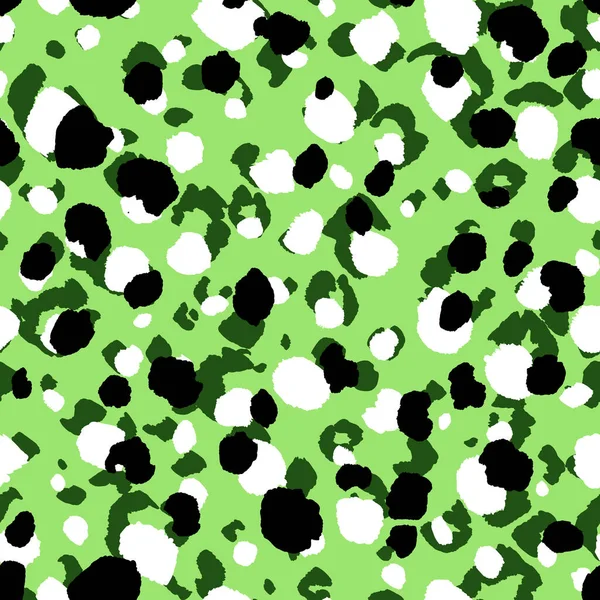 Abstraktes modernes Leopardenmuster. Tiere trendy Hintergrund. Grüne und schwarze dekorative Vektorstockillustration für Druck, Karte, Postkarte, Stoff, Textil. Modernes Ornament stilisierter Haut — Stockvektor