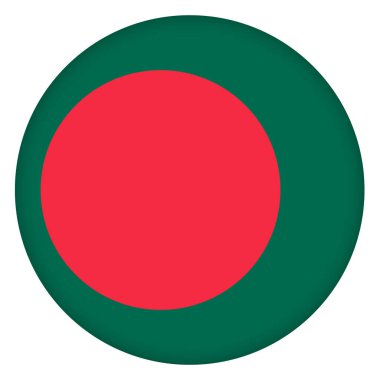 Bangladeş bayraklı cam top. Yuvarlak küre, şablon simgesi. Ulusal sembol. Parlak gerçekçi top, beyaz arkaplanda işaretlenmiş üç boyutlu soyut vektör çizimi. Büyük kabarcık.