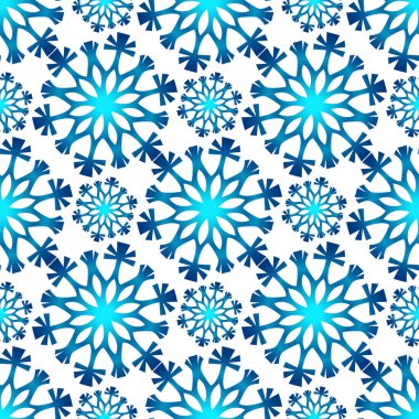 Beyaz arka planda rengarenk kar taneleri olan kusursuz kış deseni. Kumaş, tekstil duvar kağıtları, posterler, hediye ambalaj kağıtları için vektör çizimi. Noel vektör illüstrasyonu.