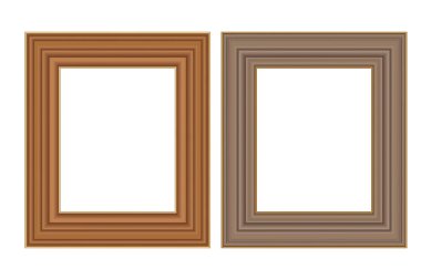 Tasarımınız için kare şeklinde altın renkli ahşap çerçeve. Klasik kılıf. Mesaj için yer. Tablolar ya da fotoğraflar için antika altın, güzel dikdörtgen çerçeveler. Şablon vektör illüstrasyonu.