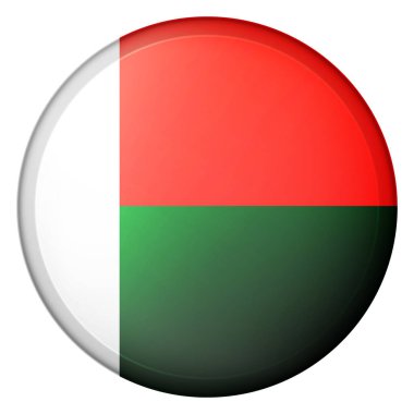Madagaskar bayrağıyla cam ışıklı top. Yuvarlak küre, şablon simgesi. Ulusal sembol. Parlak gerçekçi top, beyaz arkaplanda işaretlenmiş üç boyutlu soyut vektör çizimi. Büyük kabarcık.