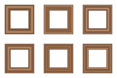 Tasarımınız için büyük bir kare altın antika ahşap çerçeve. Klasik kılıf. Mesaj için yer. Antika altın sarısı, güzel dikdörtgen çerçeveler. Şablon vektör illüstrasyonu.