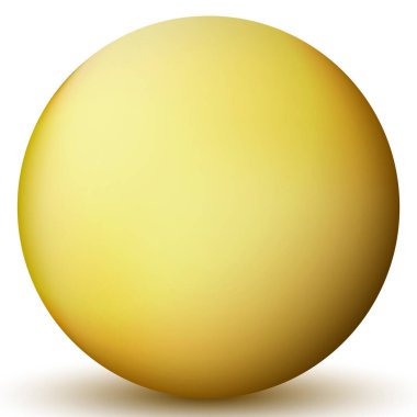 Cam sarı top ya da değerli inci. Parlak gerçekçi top, beyaz arkaplanda işaretlenmiş üç boyutlu soyut vektör çizimi. Gölgeli büyük metal baloncuk.