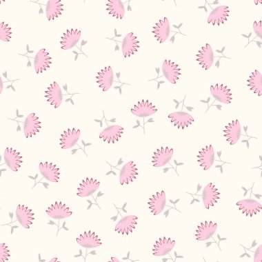 Geleneksel halk sanatları süslerine dayanan kusursuz çiçek desenleri. Işıklı arka planda renkli çiçekler. İskandinav tarzı. İsveç İskandinav tarzı. Vektör çizimi. Basit minimalist desen