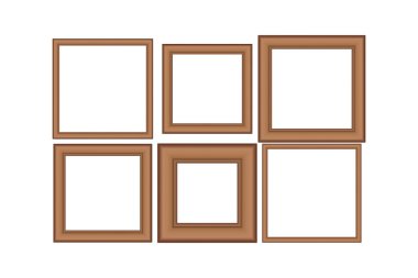 Tasarımınız için büyük bir kare altın antika ahşap çerçeve. Klasik kılıf. Mesaj için yer. Antika altın sarısı, güzel dikdörtgen çerçeveler. Şablon vektör illüstrasyonu.