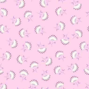 Geleneksel halk sanatları süslerine dayanan kusursuz çiçek desenleri. Işıklı arka planda renkli çiçekler. İskandinav tarzı. İsveç İskandinav tarzı. Vektör çizimi. Basit minimalist desen.